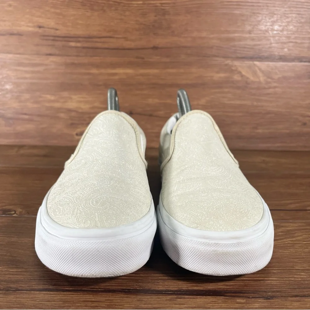 VANS Paisley Tan Leather Slip-On Shoes Sneakers Women’s Size 8.5 - Picture 6 of 11